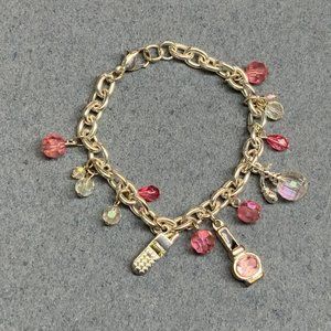 Charm Bracelet Barbie Pink Silver Cell Phone Nail Polish Perfume Atomizer Beauty
